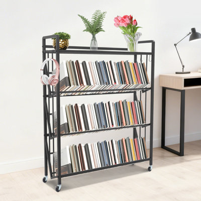 4-Tier Large Capacity Bookshelf With Wheels