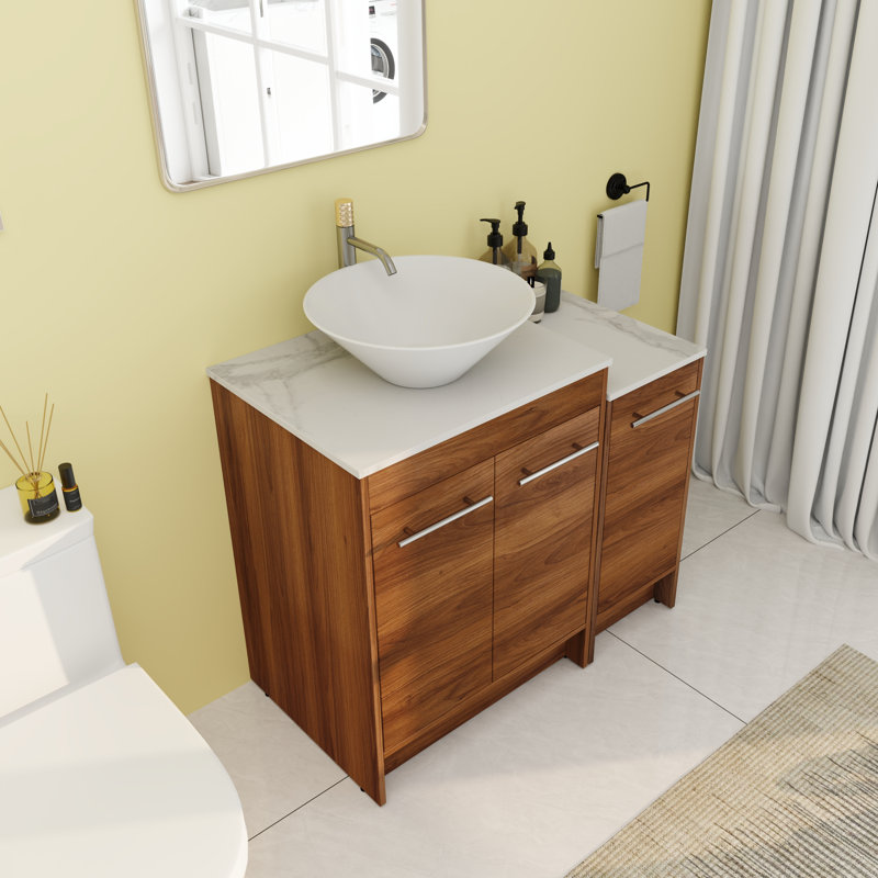35.46'' Single Bathroom Vanity with Ceramic Top
