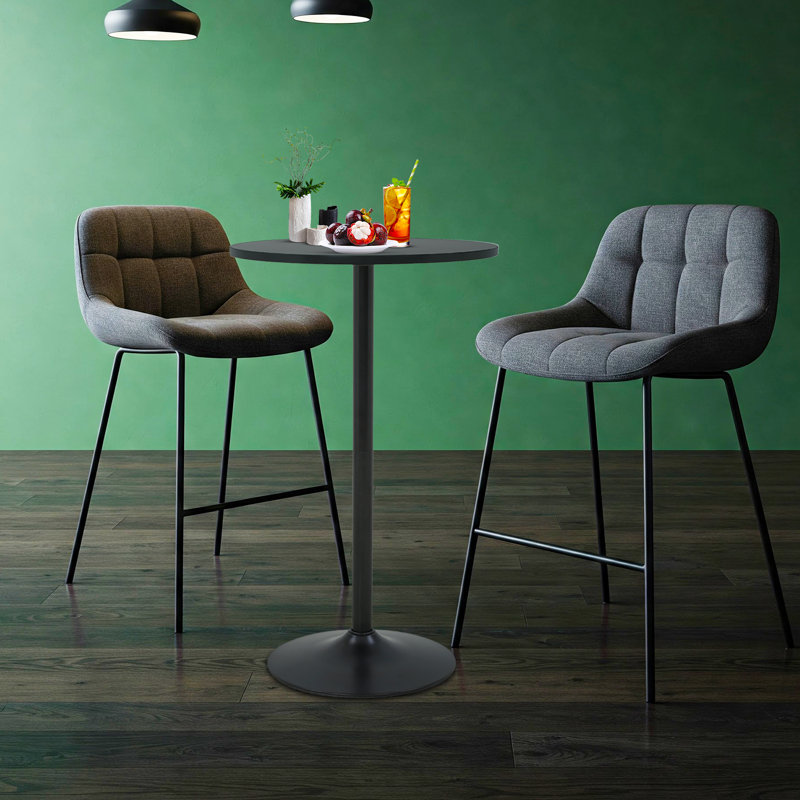 Round Bar Table Bistro Bar Table 39 Inch Height Pub Table With Sturdy Round Metal Base Cocktail Table For Home Kitchen Dining Room (2 Pack, Black)
