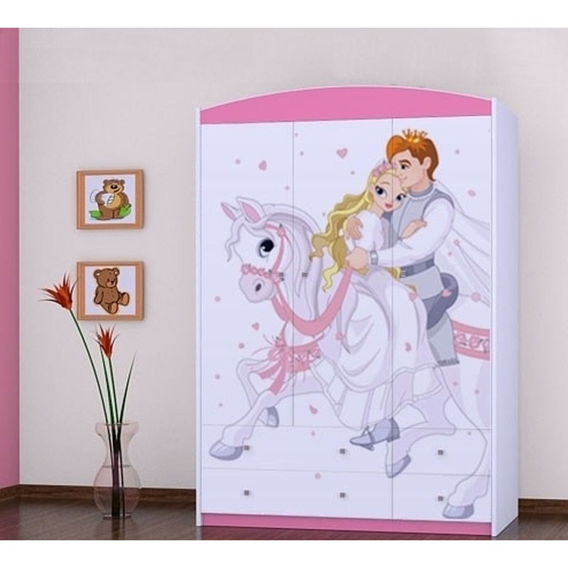 Huard 3 Door Wardrobe, Pink