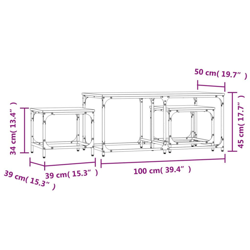 Hindsboro Four Leg Coffee Table, Smoked Oak