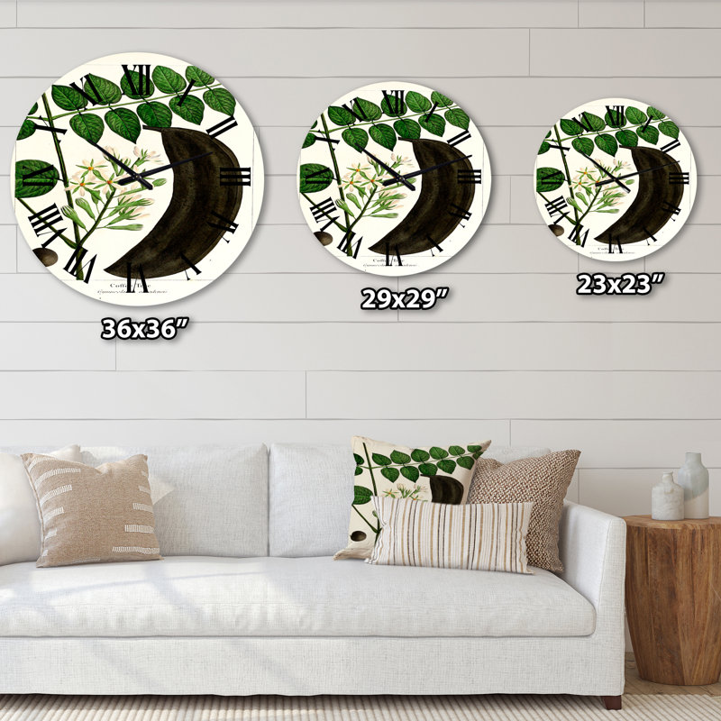 Vintage Plant Life IX - Horloge murale traditionnelle, Surdimensionné