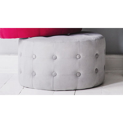 55cm Wide Tufted Round Solid Colour Pouffe Ottoman with Storage