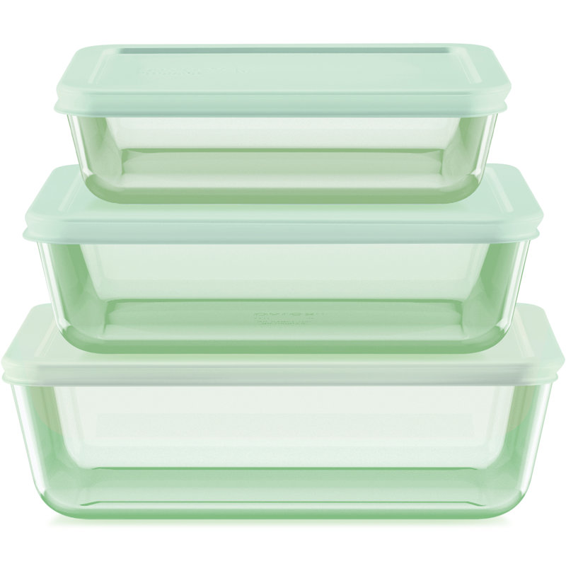 Pyrex® Simply Store® Tinted Rectangle Storage Set with Plastic Lids, Green