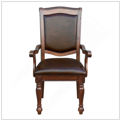 Ensemble de fauteuils de salle à manger de style traditionnel avec meubles rembourrés en bois de cerisier brun 2 pièces