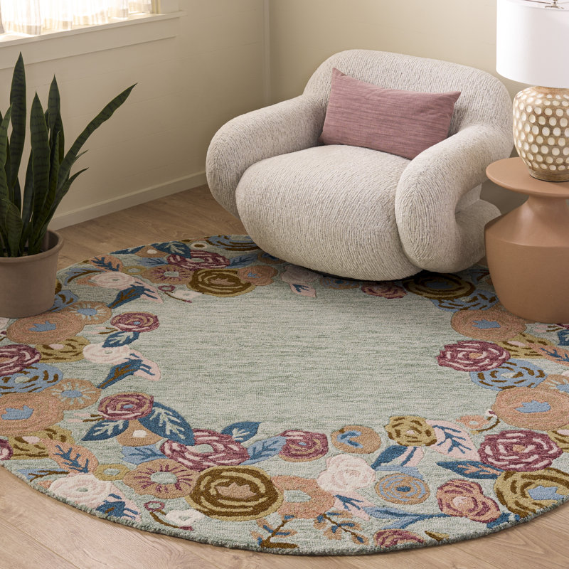 Jardin 765 Hand Tufted 80% Wool; 20% Cotton Floral Rug, Round 6'