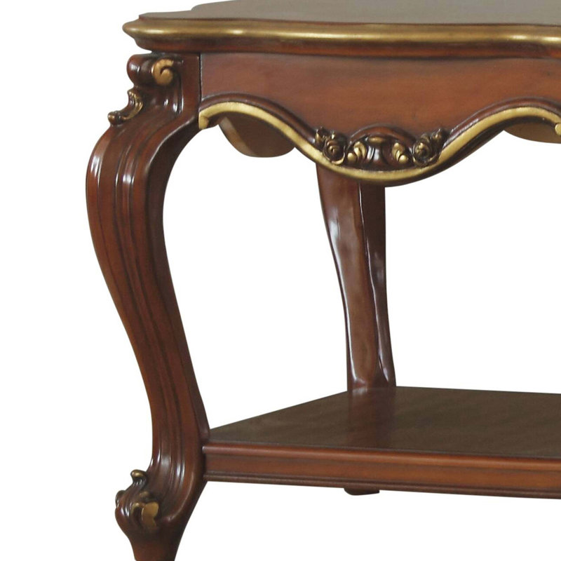 Table de bout en bois massif avec rangement Julie, Cerisier vintage