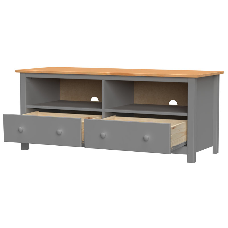 Albrecht Solid Wood TV Stand 55" with 2 Drawers and Ample Storage, Gray/Brown