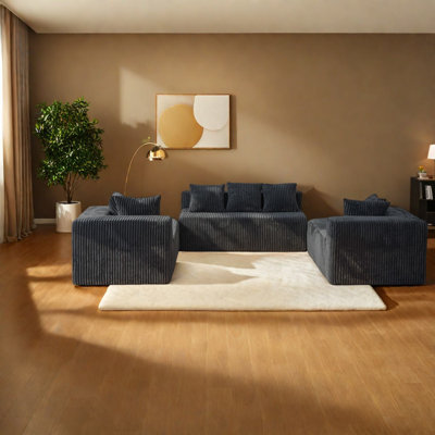 Canapés modulaires à compression, grand canapé moderne en velours côtelé de 130 pouces pour la maison