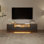 Meuble télé moderne en bois avec lumières DEL, console multimédia avec 4 tiroirs, entièrement assemblé