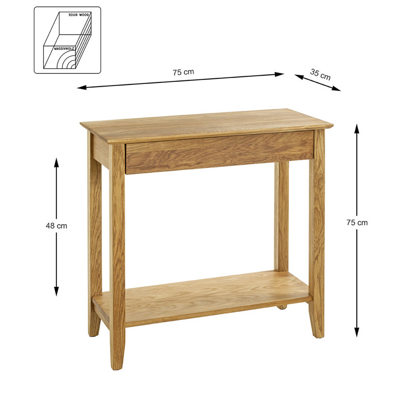 Giada Solid Wood Console Table, 75cm H x 75cm W x 27cm D
