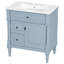 Meuble-lavabo de 30 po avec lavabo, armoire de salle de bain autoportante gris-bleu avec tiroir rabattable et tablette réglable, structure en bois d'hévéa massif, panneaux de fibres à densité moyenne et poignées en métal-868145527-868145522