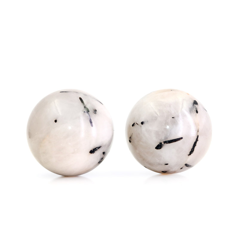 Natural Polished Gemstone Sphere, Large Decorative Accent, Crystal Ball, 50mm, White Rutile
