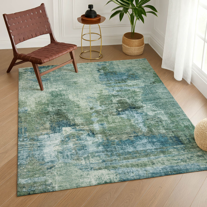 Tapis abstrait intérieur / extérieur lavable à la machine Efhantillonko ACN2300, Rectangulaire 3 pi x 5 pi