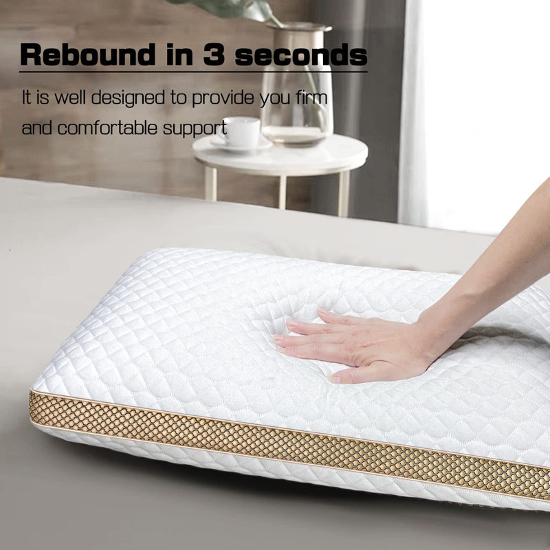 Standard Size White Memory Foam Cooling Gel Pillows Set of 2
