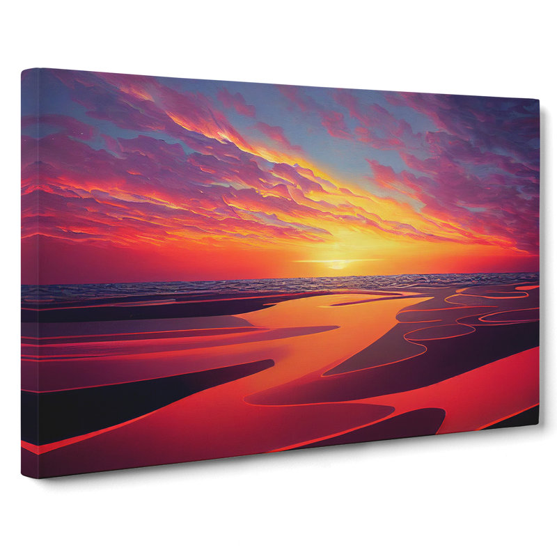 Fierce Ocean Beach Sunset - Wrapped Canvas, 35cm H x 50cm W x 3cm D