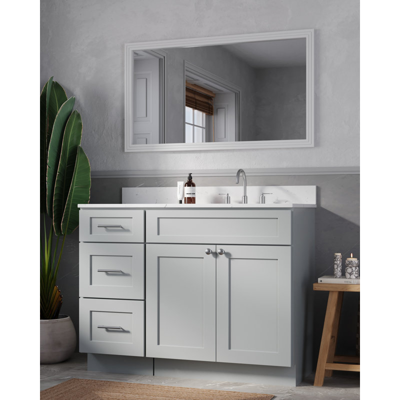 Meuble-lavabo simple 49 po avec plateau en quartz Disar, Gris, Oui