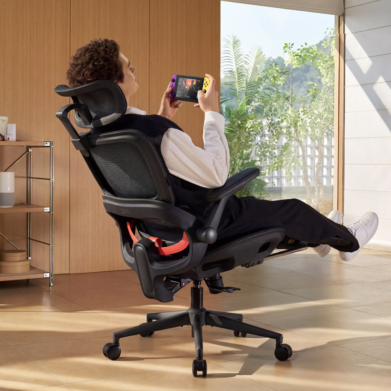 Office Chair with Headrest, Black, Black