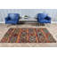 Tapis turc rétro vintage rouge avec motif Oushak parfait pour la chambre à coucher