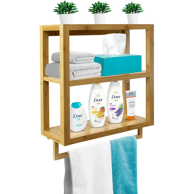 Sorbus 3-Tier Bamboo Hanging Shelves & Towel Rack