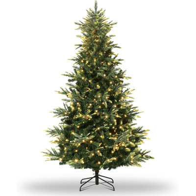 Pre-lit Artificial Christmas Tree,Spruce Prelit Christmas Trees for Home,Office,Party Thickened PE&PVC Branch Tips & UL Listed Lights Incandescent Warm White,Fire-Resistant Automatic Branches