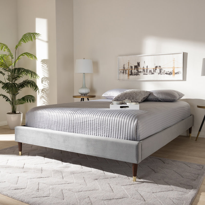 Laquentin Upholstered Platform Bed, King, Charcoal Gray