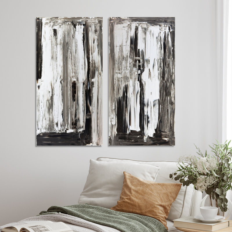 «Brown and Beige Modern Art», ensemble de 2 peintures sur toiles, Toile tendue, H 20 po x l 24 po x P 1 po
