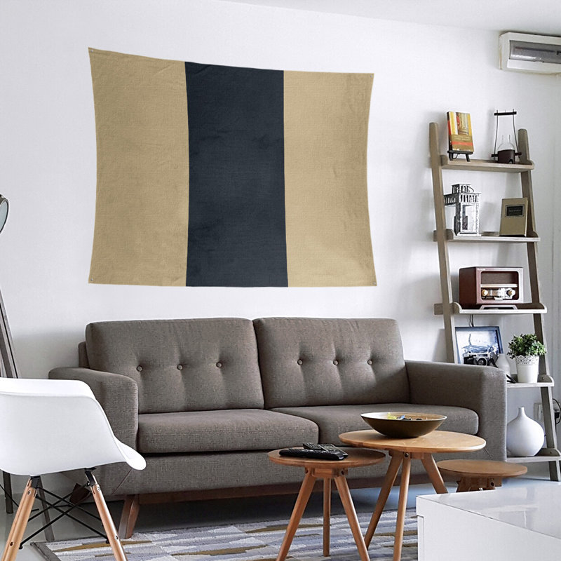 Polyester tapisserie de la Nouvelle-Orléans, H 27,5 po x l 37,5 po, Doré / Noir