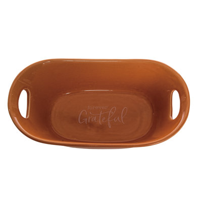 Ceramic Baker Grateful - Elegant Open Baking Dishes for Fall Harvest, Orange Ceramic Tabletop Decor, Perfect for Indoor Use, Gift Giving, and Hostess Gifts - Ideal for Baking and Serving Delicious Meals