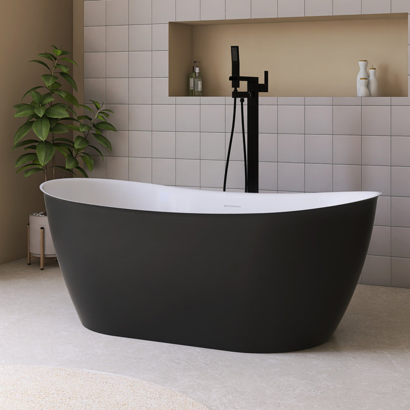 Baignoire de trempage autoportante en acrylique 59 po, Gris
