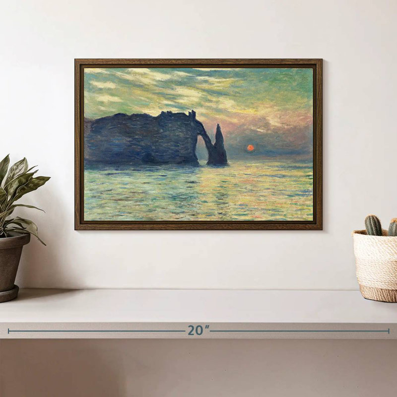 The Cliff Etretat Sunset, 13" X 9", Floating Frame Walnut
