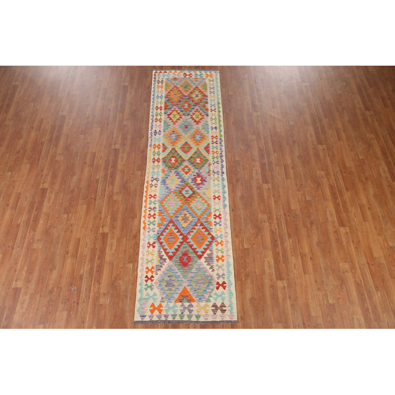 Multolor Wool Kilim Oriental Runner Rug 3x10