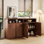 Buffet 4 arches cannelées à 4 portes avec tablettes ouvertes et charnières à fermeture en douceur et ensemble anti-basculement pour le salon et la salle à manger-1092748632-1101066079
