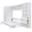 Grand lit escamotable mural blanc avec placard, tiroirs de rangement et tablettes - Lit convertible peu encombrant