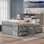 Captain Platform Bed Frame with Storage Bookcases and Shelves,Four Drawers-1757496857-1757496860