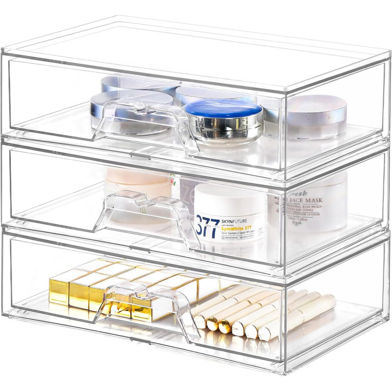 3-pack Stackable Acrylic Makeup Organizers