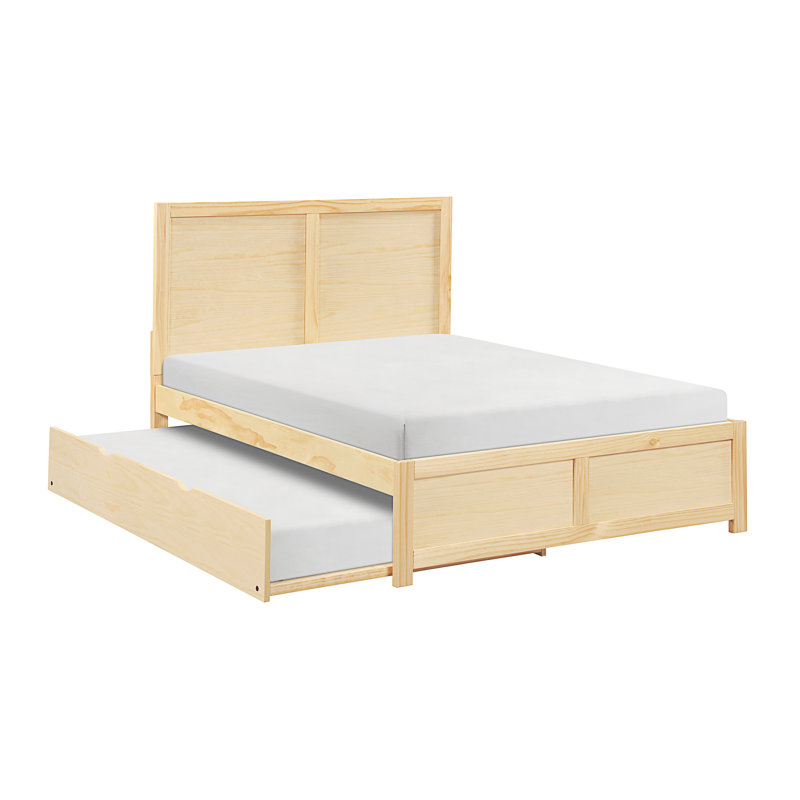 Lit plateforme contemporain de style contemporain avec lit gigogne en bois de pin élégant, Lit double