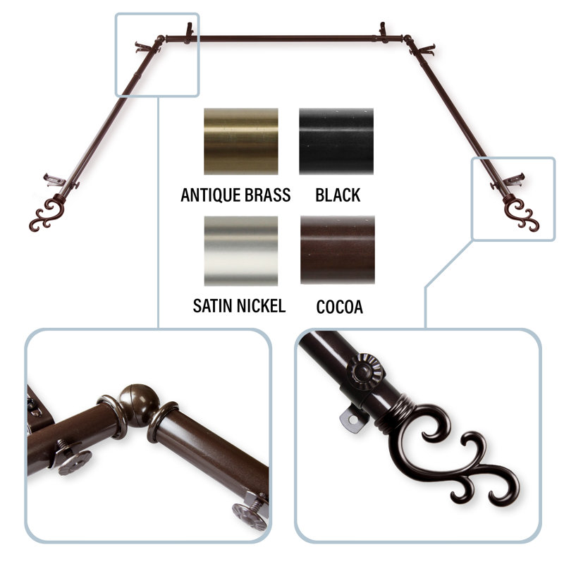 Ensemble de quincaillerie à rideaux simple & fenêtre bay Verlyn, Cacao