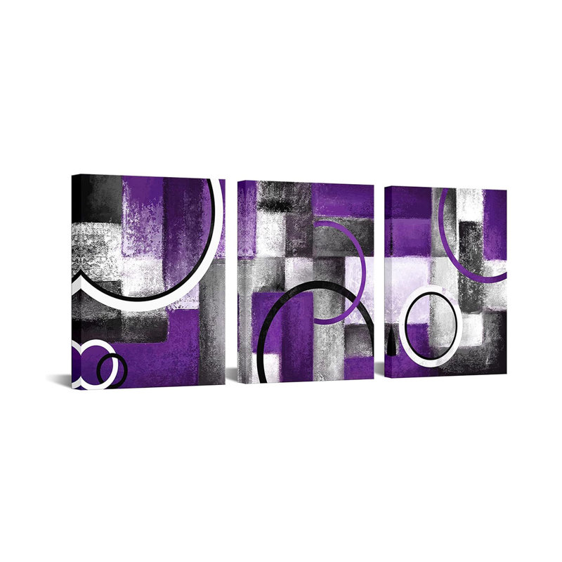3 Piece Wrapped Canvas Print, Purple