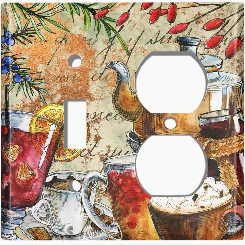 Assiette murale café / café / thé / dessert / boisson à 2 bandes
