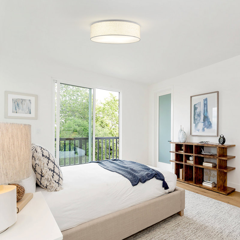 4-light 17.71” Creamy White Linen Color Flush Mount Light