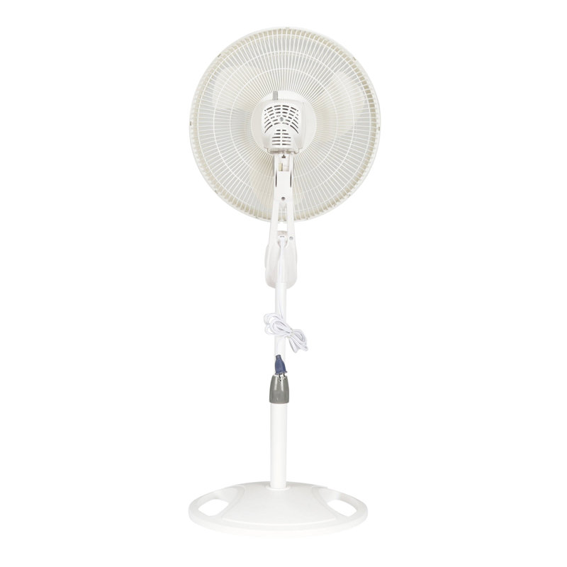 White Adjustable Height Oscillating Floor Fan with Remote Control