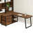 L-Shaped Dark Walnut Desk – Black Metal Base With Drawers For Home & Professional Office Setups