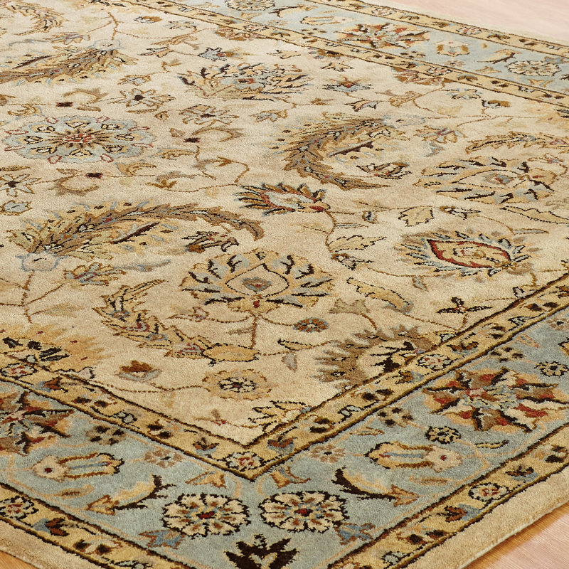 Wool Oriental Area Rug in Beige, Rectangle 9'6" x 13'6"