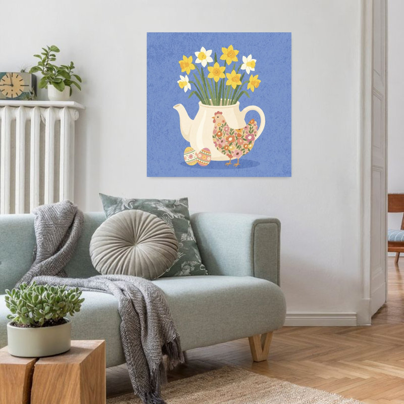 Printemps printanier, impression de jonquille, nature, animal, 32" H x 32" W
