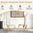 70.08" Rectangular Faux Marble Top Pedestal Dining Set-110982544-110982545