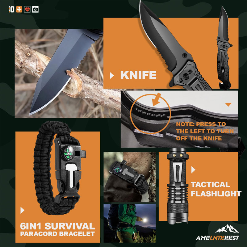 BEACHWATER POOL & SPA, LLC Survival Kit, 174 Pieces Survival Gear, First Aid Kit IFAK With Molle System, Essential Gear For Camping, Car Fishing Hunting Outdoor Adventure Emergency Medical Supplies, Gifts For Men
