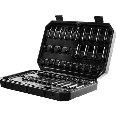 1/4" Drive 55pcs 6 Impact Sockets Alloy High Torque Tool Kit With Clear Size Markings And Portable Storage Box Metal Toolbox Grade Steel Marked Sizes