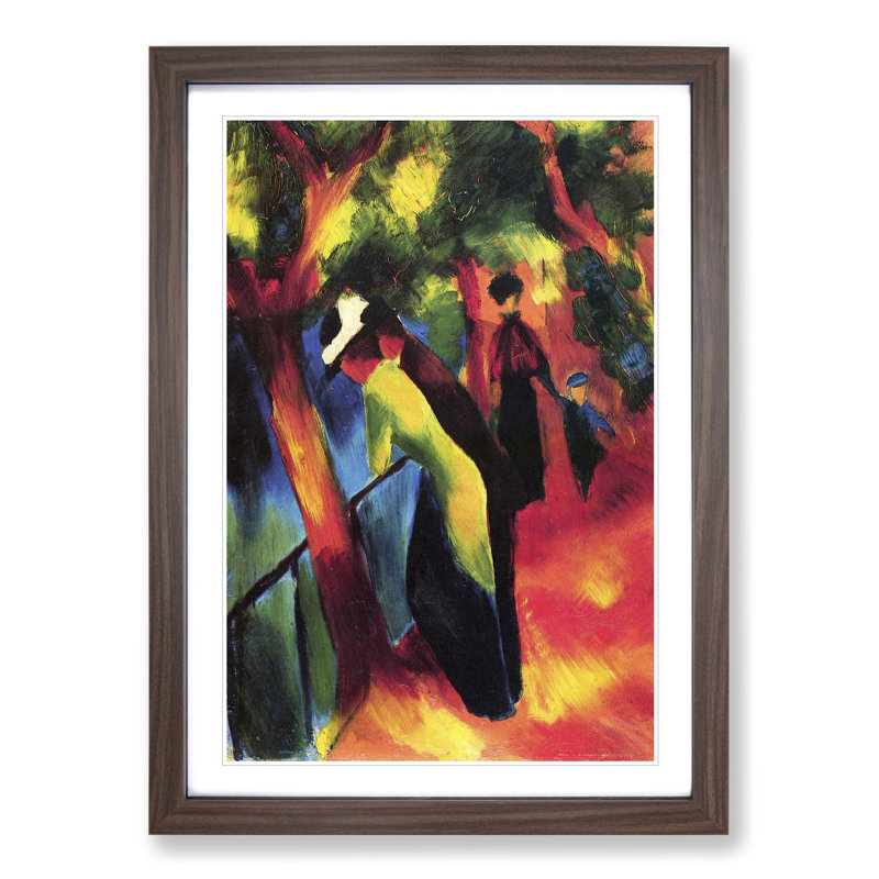 Sunny Way by August Macke - Picture Frame Painting, 65cm H x 48cm W x 2cm D, Walnut Framed