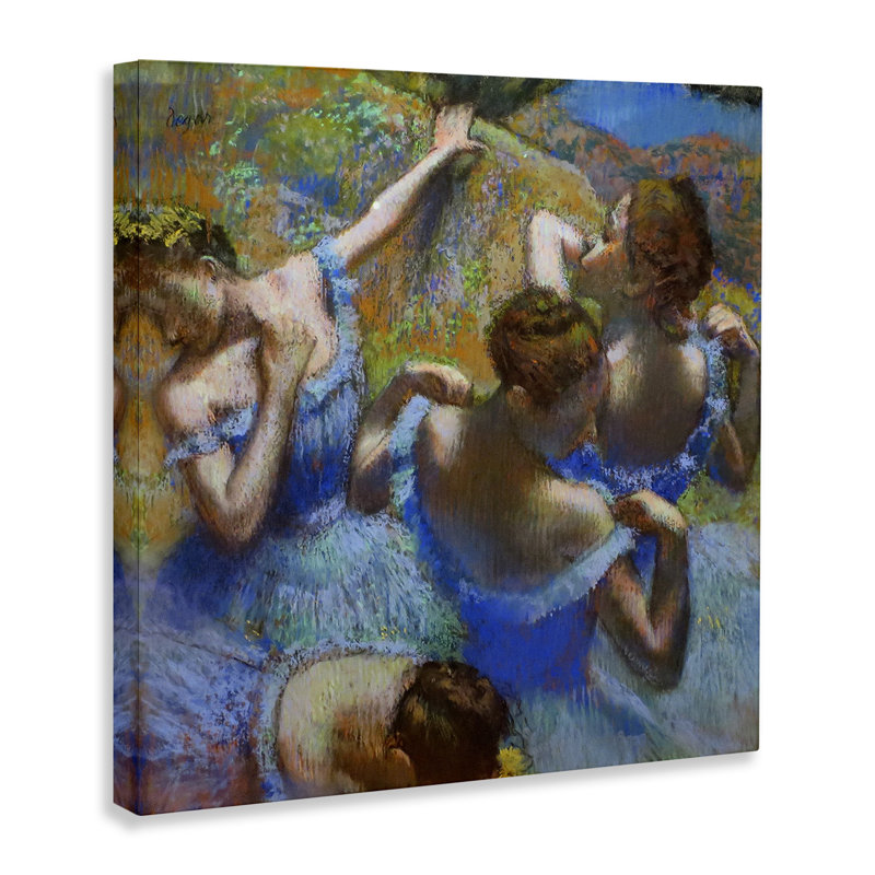 «Ballet Dancers Blue Green Classic Degas» par Edgar Degas, reproduction d'art sur toile non encadrée, H 24 po x l 24 po